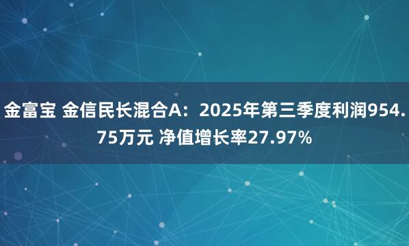 金富宝 金信民长混合A：2025年第三季度利润954.75万元 净值增长率27.97%