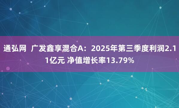 通弘网  广发鑫享混合A：2025年第三季度利润2.11亿元 净值增长率13.79%